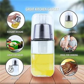 img 3 attached to 🌿 Premium Olive Oil Sprayer Set: Stainless Steel Dispenser with Glass Mister Bottle, Oil Brush, Funnel, and Cleaning Brush - Ideal Cooking Oil Spritzer and Sprayer