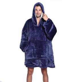 img 4 attached to Sweatshirt Blanket Oversize Hoodie - Cozy Reversible Sherpa Fleece with Sleeves, Pockets - Men, Women, Children (Blue)