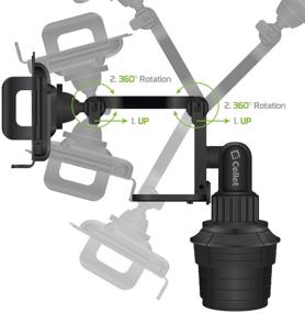 img 1 attached to Держатель телефона Cellet 2 в 1 для автомобиля с интегрированным слотом для чашек, вращающийся на 360° крепеж для смартфона iPhone XS / XS Max XR X 8 / 8 Plus, Samsung Galaxy Note 10/9/8, S10 5G / S10 / S10e+