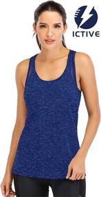 img 3 attached to 👚 ICTIVE Mesh Racerback Tank Tops for Women - Loose Fit Yoga and Workout Shirts with Open Back - Stylish Muscle Tanks for Women