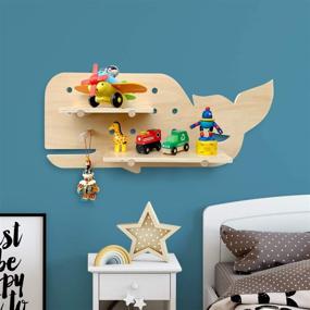 img 3 attached to 📚 Wallnutz Wall Shelf: Stylish Organizer for Kids' Nursery, Floating Bookshelf & Toy Display - Ideal for Toddler Boys and Girls, Baby Nursery Wall Decor - With Peg Board Book Shelves and Plush Toy Storage Picture Ledge