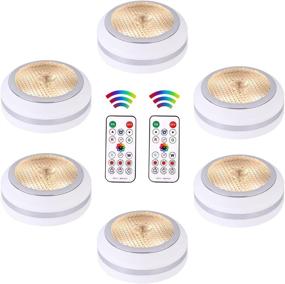 img 4 attached to 💡 Color Changing Puck Lights with Remote Control - Battery Operated LED Under Cabinet Lighting for Kitchen and Closet (6 Pack)