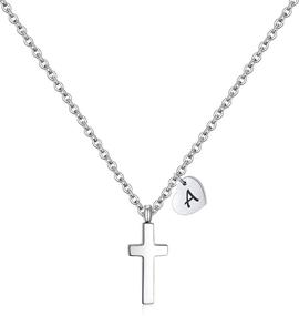 img 4 attached to Stylish AILAAILA Initial Necklace: Trendy Stainless Steel Pendant for Girls' Jewelry