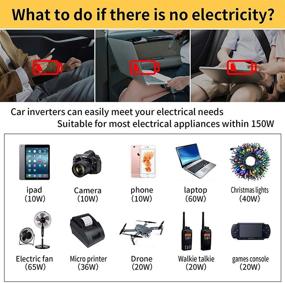 img 1 attached to 🔌 Portable Car Power Inverter: 150W DC 12v to 110v AC Converter with Cup Holder Charger for Laptop and Electronics