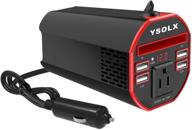 🔌 portable car power inverter: 150w dc 12v to 110v ac converter with cup holder charger for laptop and electronics logo