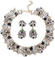 joerica bib statement necklace set: rhinestone vintage fashion jewelry for women - chunky choker necklace & earrings logo