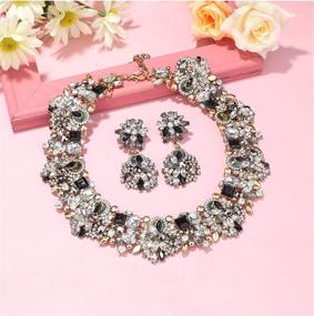 img 3 attached to JOERICA Bib Statement Necklace Set: Rhinestone Vintage Fashion Jewelry for Women - Chunky Choker Necklace & Earrings