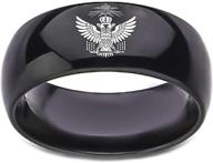 💍 sping jewelry 33rd degree double eagle ring | freemasonry emblem | black dome masonic titanium steel band | unisex sizes 6-13 logo