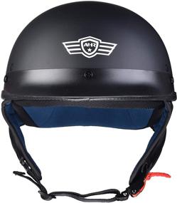 img 1 attached to 🏍️ AHR RUN-C Matt Black Motorcycle Half Face Helmet DOT Approved Motorbike Cruiser Chopper Size L