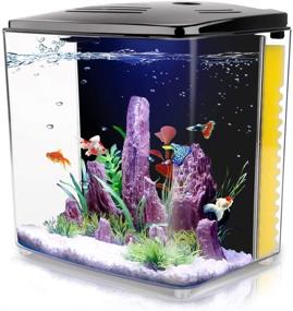img 4 attached to 🐠 Enhanced FREESEA 1.2 Gallon Betta Aquarium Fish Tank with LED Light and Efficient Filter Pump