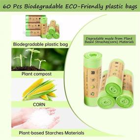 img 3 attached to 🌱 Green Compostable Trash Bags - 13 Gallon Tall Kitchen Garbage Bags | 60 Count Eco-Friendly Biodegradable Trash Can Liners (4 Rolls) | Unscented, Tear & Leak Resistant