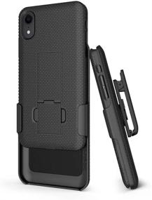 img 1 attached to 📱 Black BELTRON Case for iPhone XR | Slim Protective Belt Clip Slider Shell/Holster Combo with Built-in Kickstand