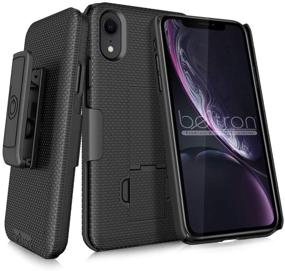 img 4 attached to 📱 Black BELTRON Case for iPhone XR | Slim Protective Belt Clip Slider Shell/Holster Combo with Built-in Kickstand