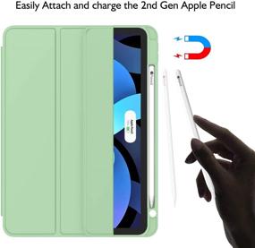 img 3 attached to 📱 ZryXal iPad Air 4 Case 2020 with Pencil Holder | Matcha Green | Support Touch ID and Auto Wake/Sleep | 10.9 Inch, 4th Generation | Smart iPad Case with 2nd Gen Pencil Charging