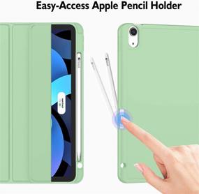 img 2 attached to 📱 ZryXal iPad Air 4 Case 2020 with Pencil Holder | Matcha Green | Support Touch ID and Auto Wake/Sleep | 10.9 Inch, 4th Generation | Smart iPad Case with 2nd Gen Pencil Charging