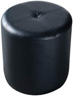 🪑 kings brand furniture josue round ottoman stool - sleek black vinyl design for stylish comfort logo