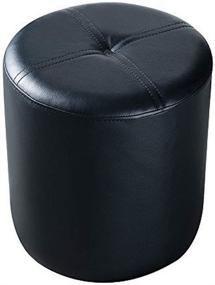 img 1 attached to 🪑 Kings Brand Furniture Josue Round Ottoman Stool - Sleek Black Vinyl Design for Stylish Comfort