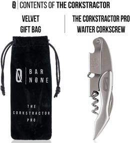 img 3 attached to 🍷 BAR NONE The Corkstractor Pro: Stainless Steel Wine Corkscrew, Waiter Corkscrew, Bottle Opener, Wine Key & More!