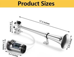 img 3 attached to 📢 HK 12V 150db Air Horn, 18" Chrome Zinc Single Trumpet Truck Air Horn with Compressor - Powerful, Loud 150db for Trucks, Boats, SUVs, and Trains (Silver)