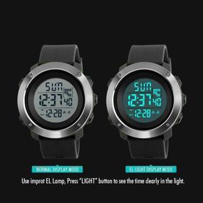 img 1 attached to YEENIK Men's Digital Sports Hand Watch: Waterproof, Military Large Watches 🕶 with Alarm Stopwatch Dual Time Zone & EL Backlight Calendar Date - Black