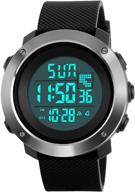 yeenik men's digital sports hand watch: waterproof, military large watches 🕶 with alarm stopwatch dual time zone & el backlight calendar date - black logo