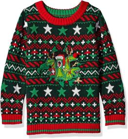 img 1 attached to 🦖 Blizzard Bay Boys Dinosaur Christmas Sweater - Epic Battle Edition