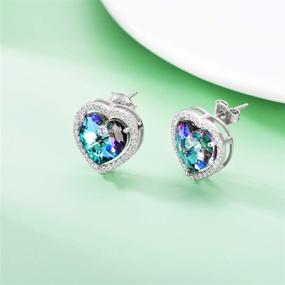 img 3 attached to 💎 AOBOCO Hypoallergenic S925 Silver Heart Stud Earrings with Vitrail Light Crystals – Stunning Jewelry Gifts for Women & Girls