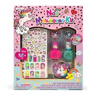 hot focus sparkling unicorn nail art kit: create magical nail designs with scented polish, glitter, stickers, and more - perfect for little girls! (80pcs) logo