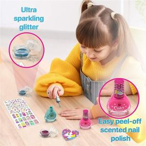 img 2 attached to Hot Focus Sparkling Unicorn Nail Art Kit: Create Magical Nail Designs with Scented Polish, Glitter, Stickers, and More - Perfect for Little Girls! (80PCS)