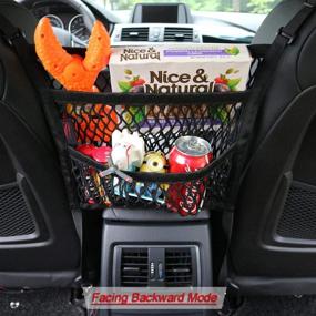 img 2 attached to AMEIQ Car Mesh Organizer - Barrier Net Bag for Backseat Pet Kids, Cargo Tissue Purse Holder, Driver Storage Pouch