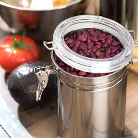 img 3 attached to 🍶 SilverOnyx Stainless Steel Canisters - Elegant Airtight Kitchen Counter Storage, Medium 64 fl oz, 4 Piece Set