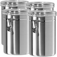 🍶 silveronyx stainless steel canisters - elegant airtight kitchen counter storage, medium 64 fl oz, 4 piece set логотип