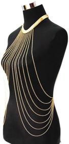 img 3 attached to Golden Tassel Body Chain: Stylish Boho Bikini Beach Harness for Women - A001