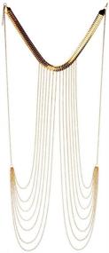 img 1 attached to Golden Tassel Body Chain: Stylish Boho Bikini Beach Harness for Women - A001