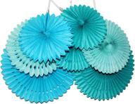 🎉 pack of 7 large assorted party paper fans – hanging fans, tissue honeycomb fans, wall backdrop, ceiling wedding birthday decoration set (style2) логотип