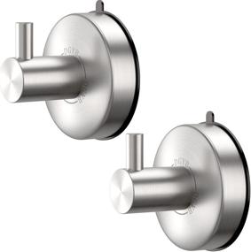 img 4 attached to 🚿 DGYB Shower Suction Cup Hook - Heavy-Duty 304 Stainless Steel Towel Glass Door Wall Hook, Waterproof & Strong - 2 Pack (Silver Nickel)
