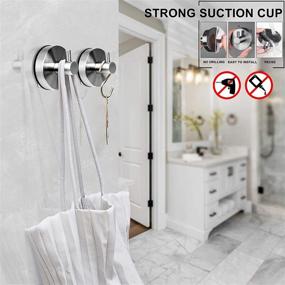 img 3 attached to 🚿 DGYB Shower Suction Cup Hook - Heavy-Duty 304 Stainless Steel Towel Glass Door Wall Hook, Waterproof & Strong - 2 Pack (Silver Nickel)