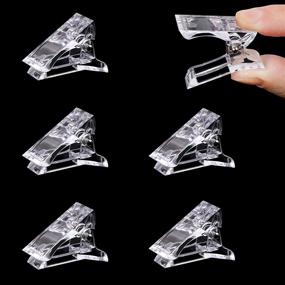 img 4 attached to 💅 MIKIMIQI 5 Pcs Poly Gel Quick Building Nail Tips Clip: Transparent Finger Extensions for DIY Manicure & Nail Art Tool