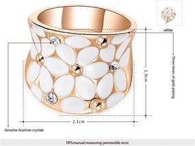 img 3 attached to 💍 Womens Elegant White Enamel Flower Rose Gold Band Bloom Petal Wedding Engagement Ring Crystal Inlay for Fashion Month