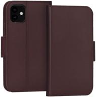 📱 fyy case for iphone 11 6.1” – genuine leather wallet case with rfid blocking, kickstand function, and card slots – brown logo