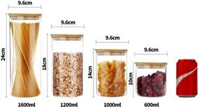 img 3 attached to 🍱 SIXAQUAE Glass Food Storage Containers: 4 Pack 1000ml Airtight Canister Set with Bamboo Lids - Stackable & Organizational