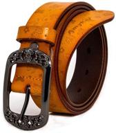 🔥 stylish amyker vintage leather embossed buckle women's belt accessories: elevate your style! logo