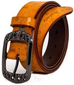 img 4 attached to 🔥 Stylish Amyker Vintage Leather Embossed Buckle Women's Belt Accessories: Elevate Your Style!