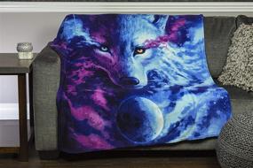 img 1 attached to 🌌 Cosmic Coziness: Celestial Wolf Fleece Throw Blanket