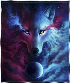 img 3 attached to 🌌 Cosmic Coziness: Celestial Wolf Fleece Throw Blanket