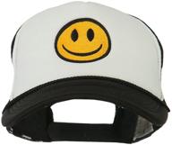 😊 e4hats.com embroidered smile face foam mesh back cap logo