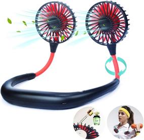 img 4 attached to 🌀 Portable Rechargeable Neck Fan - USB Charging, Hands-Free Personal Fan with Headphone Design - Wearable Neckband Cooler with 360 Degree Free Rotation for Outdoor Traveling, Sports, Office, Reading - Black