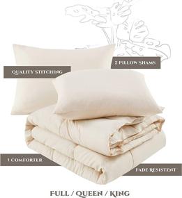 img 1 attached to Queen Size 90x90 Off-White Beige Comforter Set - Hyde Lane Solid, Lightweight 🌟 All Season Quilted Neutral Comforter, Reversible Design - Includes 3 Pieces: Comforter and 2 Shams