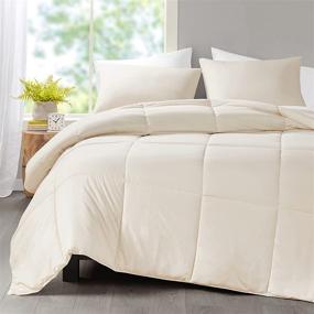 img 3 attached to Queen Size 90x90 Off-White Beige Comforter Set - Hyde Lane Solid, Lightweight 🌟 All Season Quilted Neutral Comforter, Reversible Design - Includes 3 Pieces: Comforter and 2 Shams