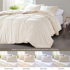 img 2 attached to Queen Size 90x90 Off-White Beige Comforter Set - Hyde Lane Solid, Lightweight 🌟 All Season Quilted Neutral Comforter, Reversible Design - Includes 3 Pieces: Comforter and 2 Shams